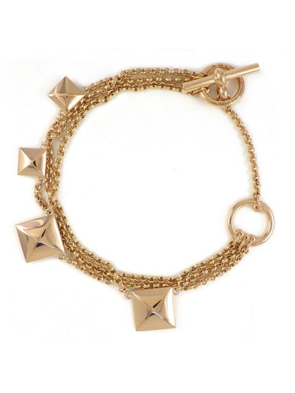 Hermes Bracelet Clou de H PM Tassel Square 4 Motif 3 Chain 18k PG 16